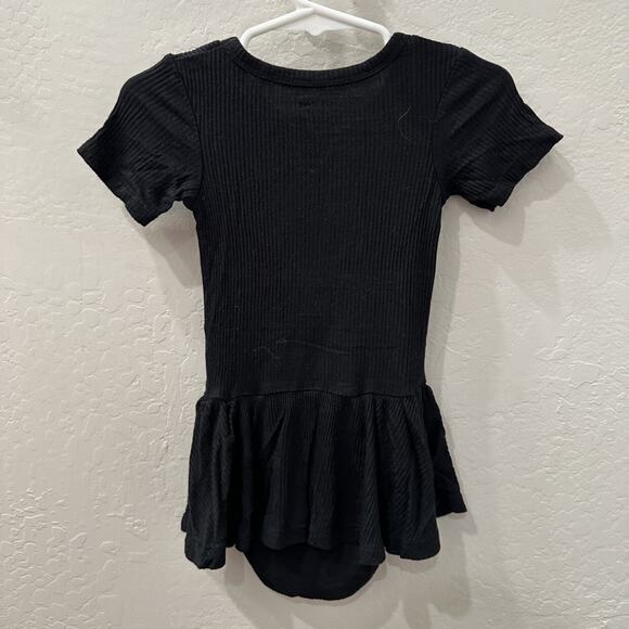 Posh Peanut Black Ribbed Skirted Bodysuit - Picture 4 of 6